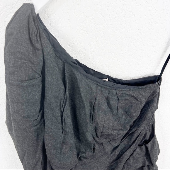 Camilla and Marc Gray One Shoulder Dress Cocktail Mini Lace Up Back US 4 - Picture 2 of 5